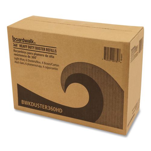 Image of Boardwalk® 96494-BWK 360 HD Duster Refills, Soft Fluffy Fibers, Light Blue, 6 Dusters/Box, 4 Boxes/Carton