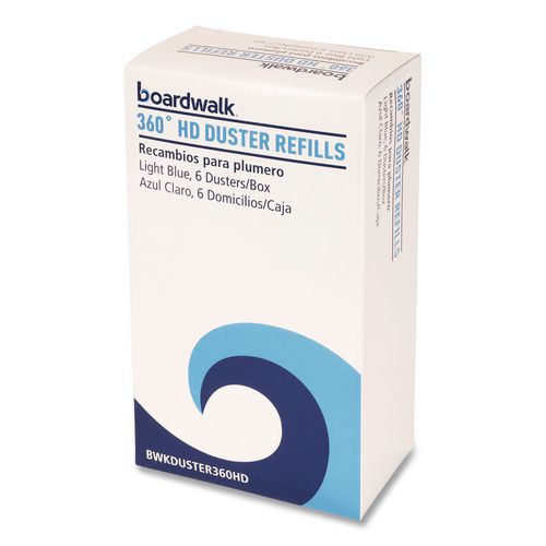 Image of Boardwalk® 96494-BWK 360 HD Duster Refills, Soft Fluffy Fibers, Light Blue, 6 Dusters/Box, 4 Boxes/Carton