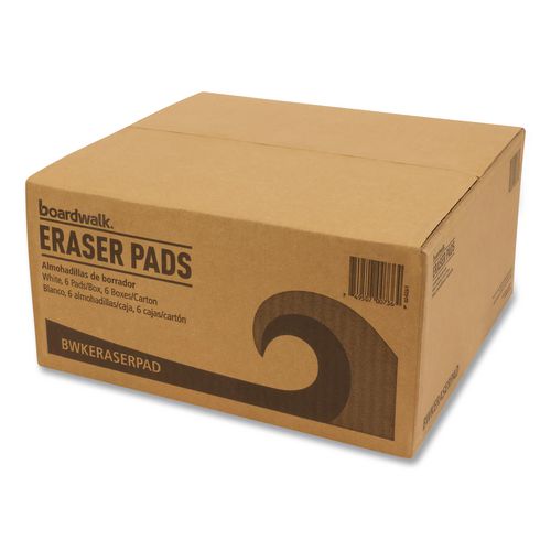 Image of Boardwalk® 96157-M-BWK Eraser Pads, 2.5 x 4.5, 1" Thick, White, 6 Pads/Pack, 6 Packs/Carton