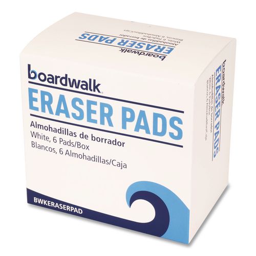 Image of Boardwalk® 96157-M-BWK Eraser Pads, 2.5 x 4.5, 1" Thick, White, 6 Pads/Pack, 6 Packs/Carton