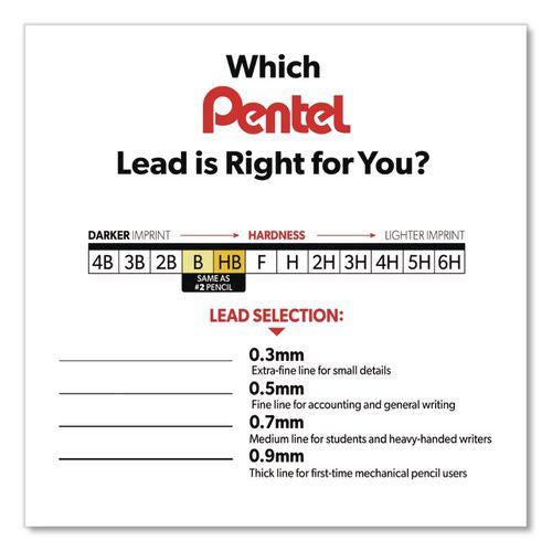 Image of Pentel® 50-H Super Hi-Polymer Lead Refills, 0.7 Mm, H, Black, 12/tube