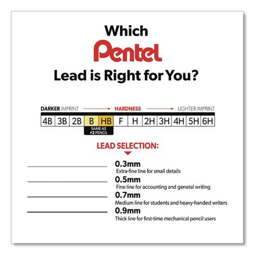 Image of Pentel® 50-9-HB Super Hi-Polymer Lead Refills, 0.9 Mm, Hb, Black, 15/tube
