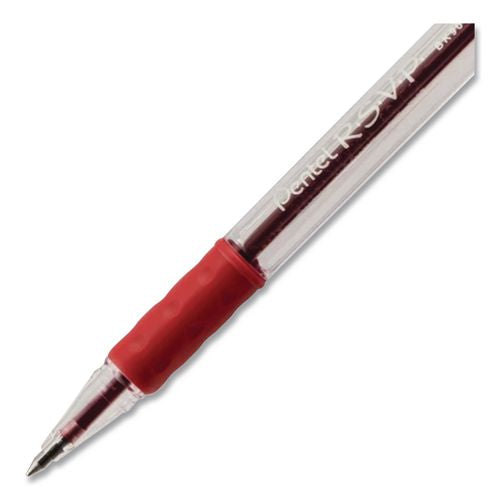 Image of Pentel® BK90-B R.s.v.p. Ballpoint Pen, Stick, Fine 0.7 Mm, Red Ink, Clear/red Barrel, Dozen