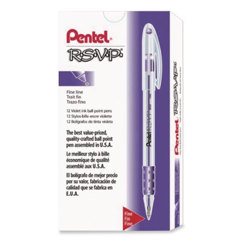 Image of Pentel® BK90-V R.s.v.p. Ballpoint Pen, Stick, Fine 0.7 Mm, Violet Ink, Clear/violet Barrel, Dozen