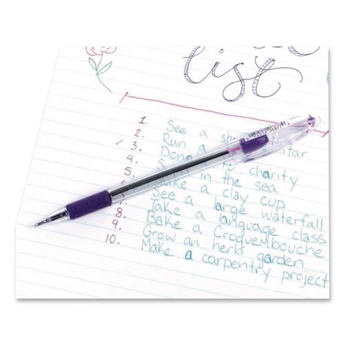 Image of Pentel® BK90-V R.s.v.p. Ballpoint Pen, Stick, Fine 0.7 Mm, Violet Ink, Clear/violet Barrel, Dozen