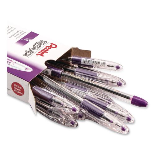 Image of Pentel® BK91-V R.s.v.p. Ballpoint Pen, Stick, Medium 1 Mm, Violet Ink, Clear/violet Barrel, Dozen