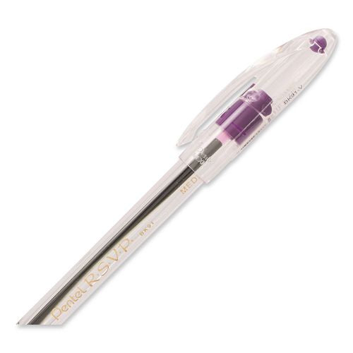 Image of Pentel® BK91-V R.s.v.p. Ballpoint Pen, Stick, Medium 1 Mm, Violet Ink, Clear/violet Barrel, Dozen