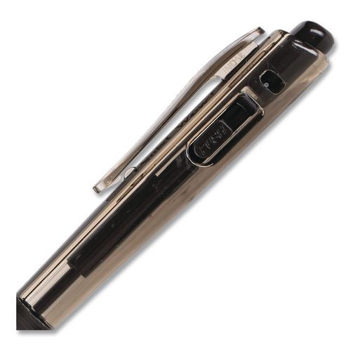 Image of Pentel® BK440-A WOW! Ballpoint Pen, Retractable, Medium 1 mm, Black Ink, Smoke/Black Barrel, Dozen