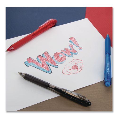 Image of Pentel® BK440-A WOW! Ballpoint Pen, Retractable, Medium 1 mm, Black Ink, Smoke/Black Barrel, Dozen