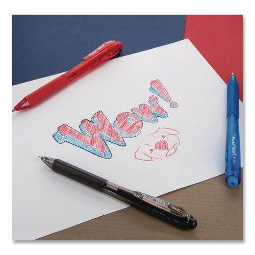 Image of Pentel® BK440-B WOW! Ballpoint Pen, Retractable, Medium 1 mm, Red Ink, Translucent Red/Red Barrel, Dozen