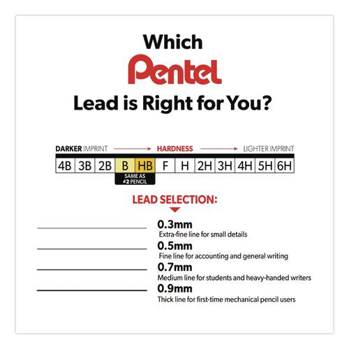 Image of Pentel® C29BPHB3 Super Hi-Polymer Lead Refills, 0.9 Mm, Hb, Black, 30/tube, 3 Tubes/pack