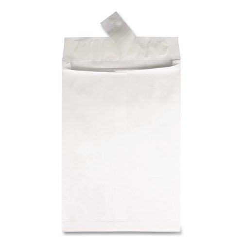 Image of Survivor® QUAR4202 Lightweight 14 lb Tyvek Open End 1.5" Expansion Mailers, #13 1/2, Square Flap, Redi-Strip Closure, 10 x 13, White, 25/Box