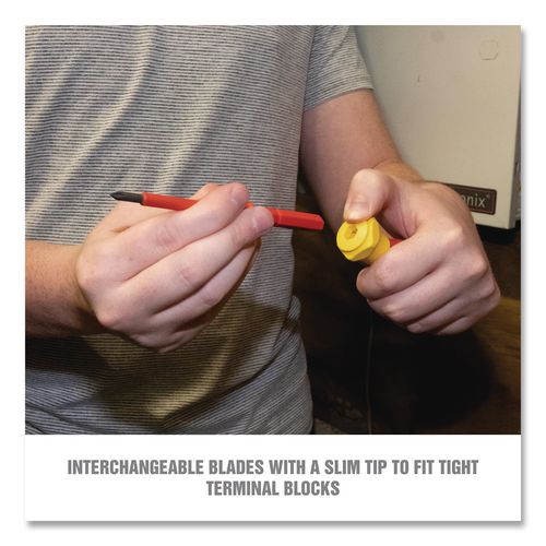 Image of OEMTOOLS® 22593 Insulated 10-Piece Interchangeable Bit Screwdriver Set, Metric Phillips and Slotted Blade Bits, Orange/Yellow Handle