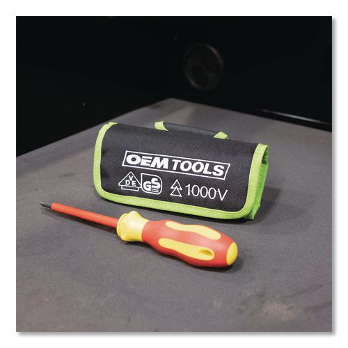 Image of OEMTOOLS® 22593 Insulated 10-Piece Interchangeable Bit Screwdriver Set, Metric Phillips and Slotted Blade Bits, Orange/Yellow Handle