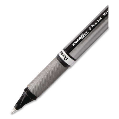 Image of Pentel® PENBL27A EnerGel NV Gel Pen, Stick, Medium 0.7 mm, Black Ink, Gray/Black Barrel