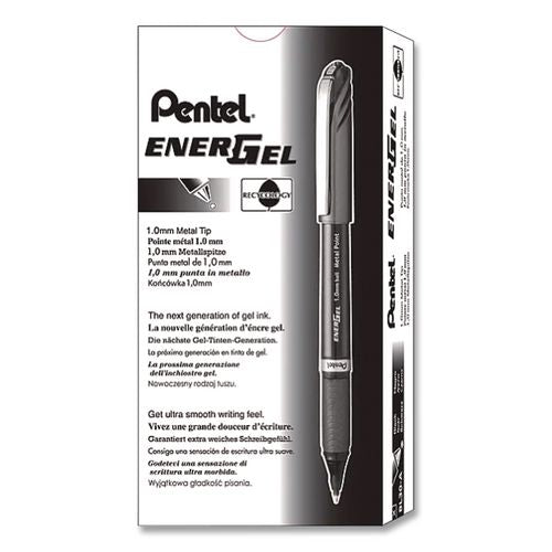 Image of Pentel® BL30-A EnerGel NV Gel Pen, Stick, Bold 1 mm, Black Ink, Gray/Black Barrel, Dozen