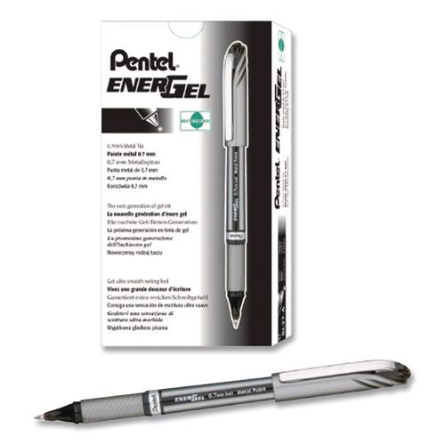 Image of Pentel® BL30-A EnerGel NV Gel Pen, Stick, Bold 1 mm, Black Ink, Gray/Black Barrel, Dozen