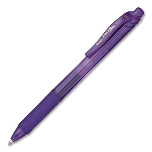 Image of Pentel® BL107-V EnerGel-X Gel Pen, Retractable, Medium 0.7 mm, Violet Ink, Translucent Violet/Violet Barrel, Dozen