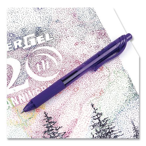Image of Pentel® BL107-V EnerGel-X Gel Pen, Retractable, Medium 0.7 mm, Violet Ink, Translucent Violet/Violet Barrel, Dozen