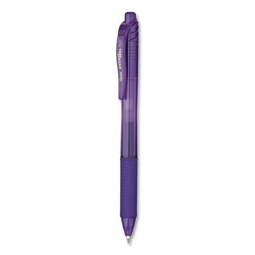 Image of Pentel® BL107-V EnerGel-X Gel Pen, Retractable, Medium 0.7 mm, Violet Ink, Translucent Violet/Violet Barrel, Dozen