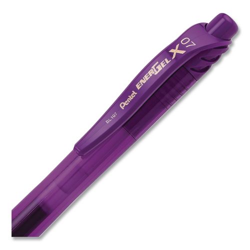 Image of Pentel® BL107-V EnerGel-X Gel Pen, Retractable, Medium 0.7 mm, Violet Ink, Translucent Violet/Violet Barrel, Dozen
