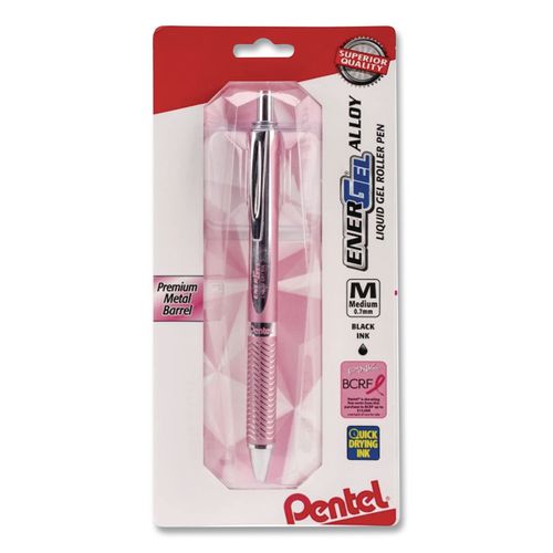 Image of Pentel® BL407P-A EnerGel Alloy RT Gel Pens, Retractable, Medium 0.7mm, Black Ink, Pink Barrel