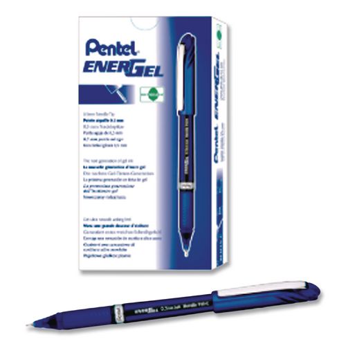 Image of Pentel® BLN25-C EnerGel NV Gel Pen, Stick, Fine 0.5 mm, Blue Ink, Blue Barrel, Dozen