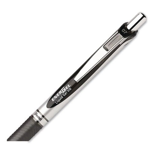 Image of Pentel® BLP77BP3A EnerGel PRO Hybrid Gel Pen, Retractable, Medium 0.7 mm, Black Ink, Black Barrel, 3/Pack