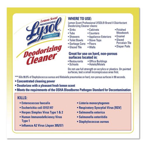 Image of Professional LYSOL® Brand 19200-99985 Disinfectant Deodorizing Cleaner Concentrate, 1 gal Bottle, Lemon Scent