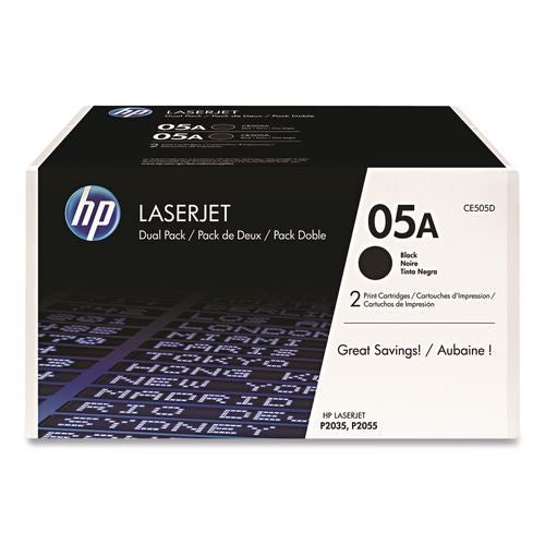 Image of HP CE505D HP 05a, (ce505d) 2-Pack Black Original Laserjet Toner Cartridges
