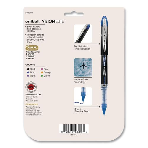 Image of uniball® 58092PP VISION ELITE Rollerball Pen, Stick, Fine 0.5 mm, Assorted Ink and Barrel Colors, 8/Pack