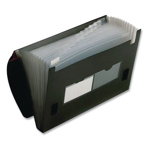 Image of Pendaflex® 82011EE 13-Pocket File, 4" Expansion, 13 Sections, Hook/Loop Closure, 1/12-Cut Tabs, Letter Size, Black