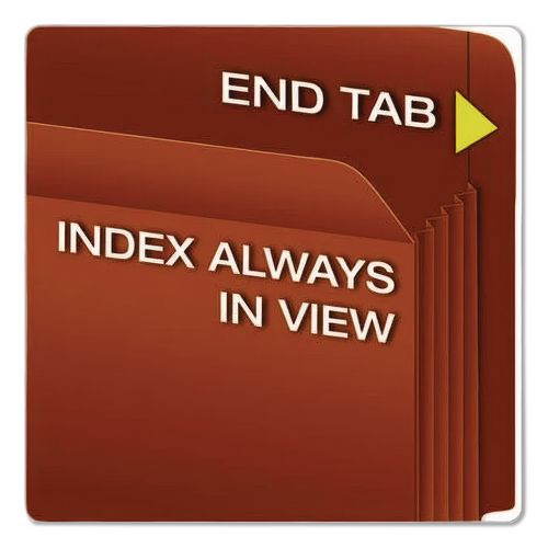 Image of Pendaflex® 95565EE Heavy-Duty End Tab File Pockets, 5.25" Expansion, Legal Size, Red Fiber, 10/box