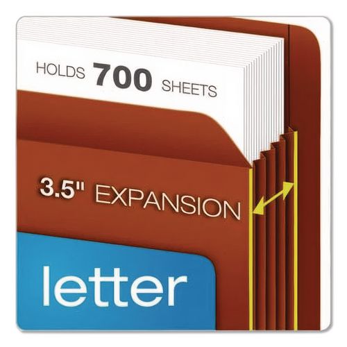Image of Pendaflex® 95565EE Heavy-Duty End Tab File Pockets, 5.25" Expansion, Legal Size, Red Fiber, 10/box