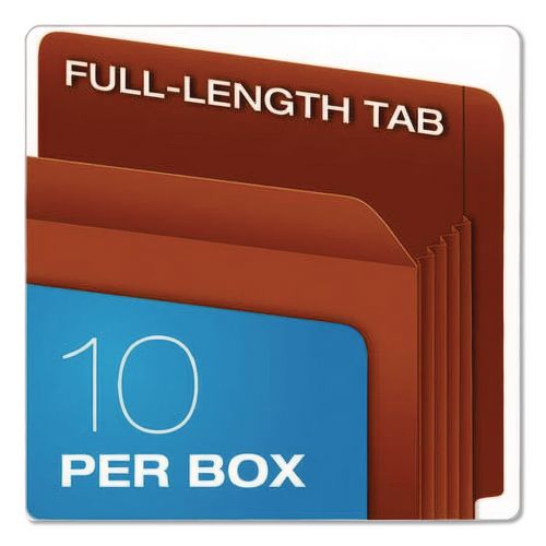 Image of Pendaflex® 95565EE Heavy-Duty End Tab File Pockets, 5.25" Expansion, Legal Size, Red Fiber, 10/box