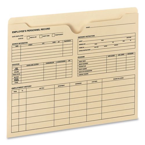 Image of Quality Park QUA69999 Employee Record Jacket, Straight Tab, Letter Size, Manila, 100/box