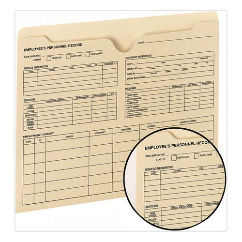 Image of Quality Park QUA69999 Employee Record Jacket, Straight Tab, Letter Size, Manila, 100/box