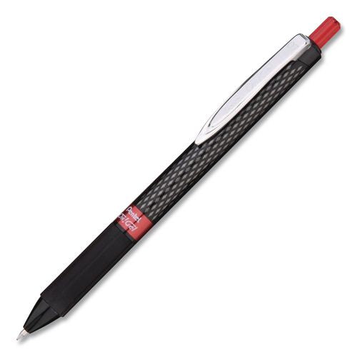 Image of Pentel® K497-B Oh! Gel Pen, Retractable, Medium 0.7 Mm, Red Ink, Black Barrel, Dozen