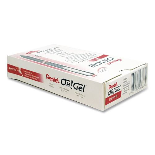 Image of Pentel® K497-B Oh! Gel Pen, Retractable, Medium 0.7 Mm, Red Ink, Black Barrel, Dozen