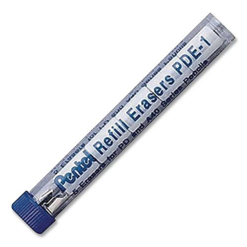 Image of Pentel® PDE-1 Eraser Refills For Pentel Champ, E-Sharp, Jolt, Icy And Quicker Clicker Pencils, Cylindrical Rod, White, 5/tube