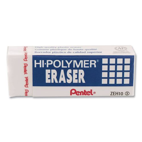 Image of Pentel® ZEH10BP3-K6 Hi-Polymer Eraser, For Pencil Marks, Rectangular Block, Medium, White, 3/pack