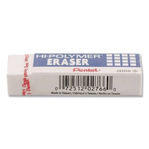 Image of Pentel® ZEH10BP3-K6 Hi-Polymer Eraser, For Pencil Marks, Rectangular Block, Medium, White, 3/pack