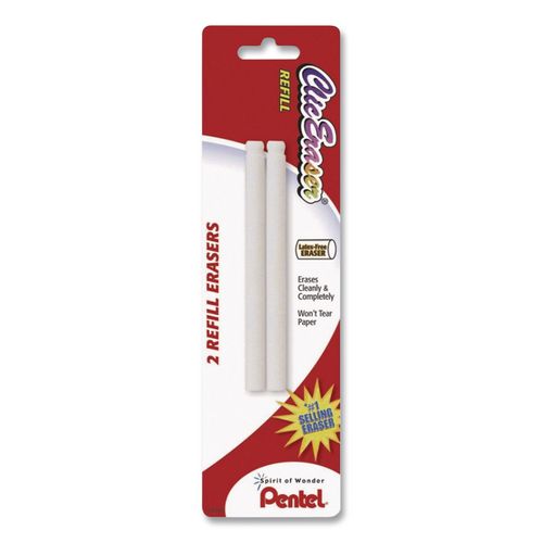 Image of PentelÂ® Clic Eraser Refills For Pentel Clic Erasers, Cylindrical Rod, White, 2/pack