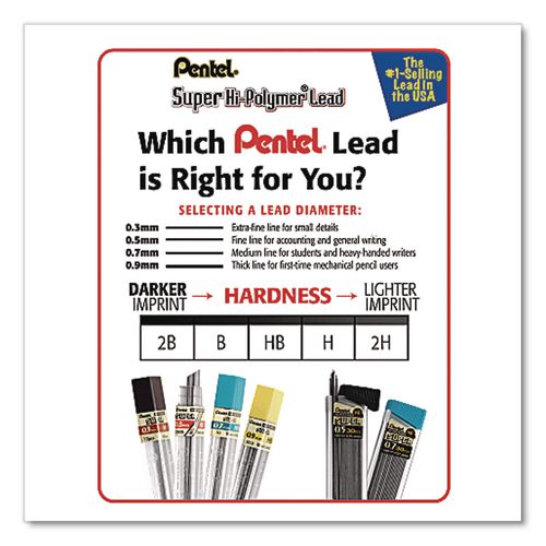 Image of Pentel® C25BPHB3-K6 Super Hi-Polymer Lead Refills, 0.5 Mm, Hb, Black, 30/tube, 3 Tubes/pack