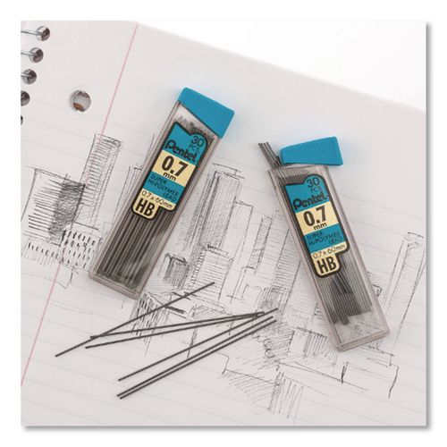 Image of Pentel® C27BPHB3-K6 Super Hi-Polymer Lead Refills, 0.7 Mm, Hb, Black, 30/tube, 3 Tubes/pack