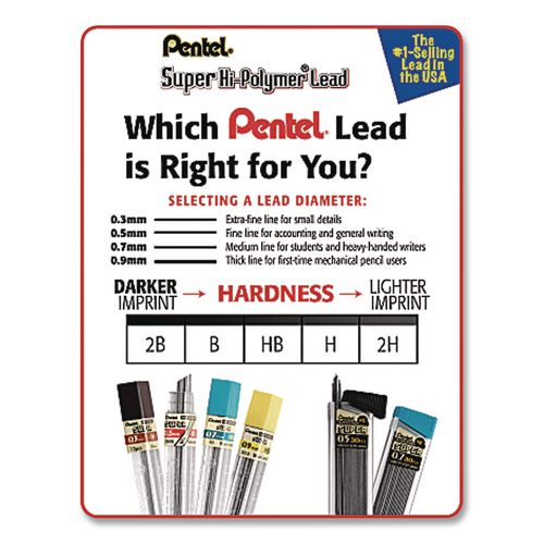 Image of PentelÂ® Super Hi-Polymer Lead Refills, 0.5 Mm, 2b, Black, 12/tube