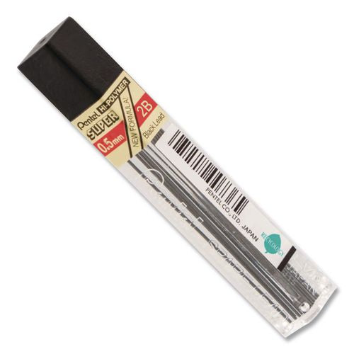 Image of PentelÂ® Super Hi-Polymer Lead Refills, 0.5 Mm, 2b, Black, 12/tube