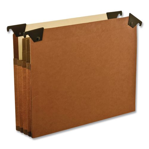 Image of Pendaflex® 45422 Premium Expanding Hanging File Pockets with Swing Hooks and Dividers, 3 Dividers with 1/5-Cut Tabs, Letter Size, Brown, 5/Box