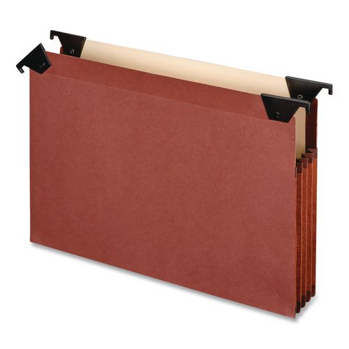 Image of Pendaflex® 45432 Premium Expanding Hanging File Pockets with Swing Hooks and Dividers, 3 Dividers with 1/3-Cut Tabs, Letter Size, Brown, 5/Box