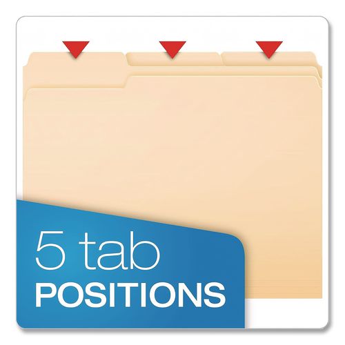 Image of Pendaflex® 54459EE Double Stuff File Folders, 1/3-Cut Tabs: Assorted, Letter Size, Manila, 50/Pack